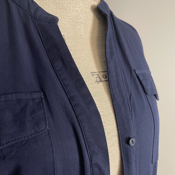 New INCITY dark blue mini rayon dress. Shirt style front closure buttons - Picture 5 of 6